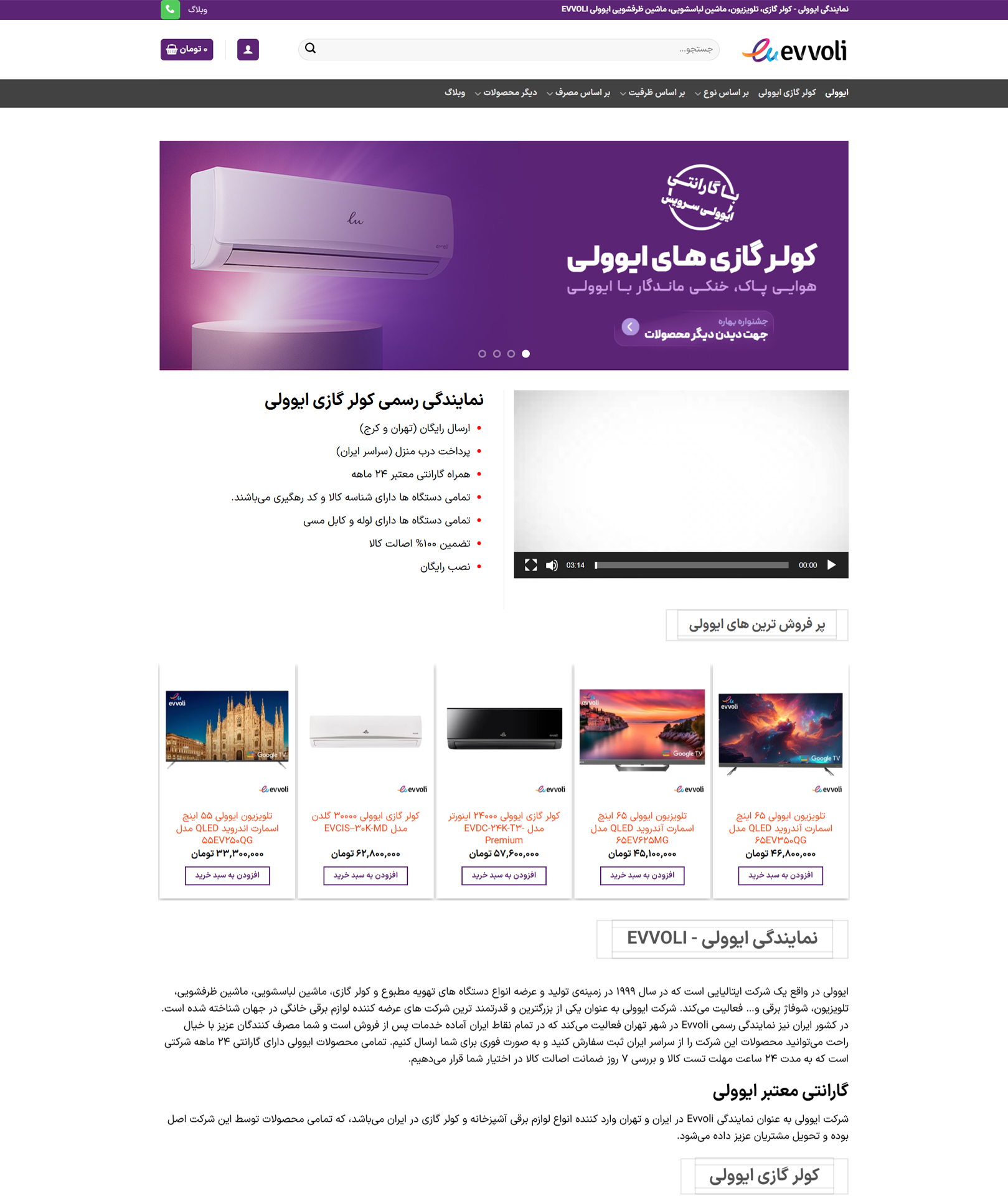 نمونه کار طراحی سایت سئو سایت ایوولی